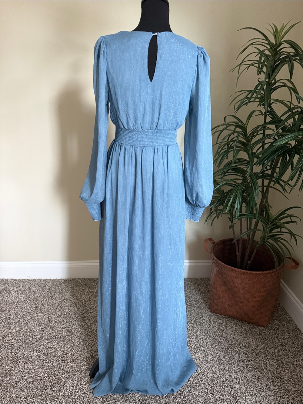 Baltic Born Cool Blue Long Sleeve V-Neck Maxi Dress - Picture 3 of 7